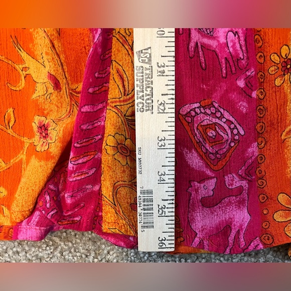 90’s Boho Vibrant Pink and Orange Sleeveless Dress size M - Picture 6 of 9